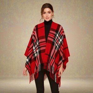 Ultra Soft Warm Red Checkered Large Scarf Wrap Inspired Haymarket Holiday Color